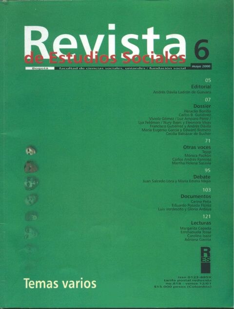 Revista de Estudios Sociales 6 de la Universidad de los Andes