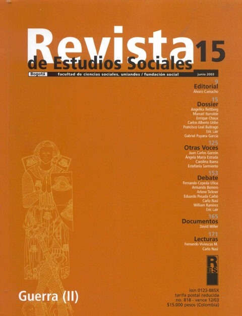 Revista de Estudios Sociales 15 de la Universidad de los Andes