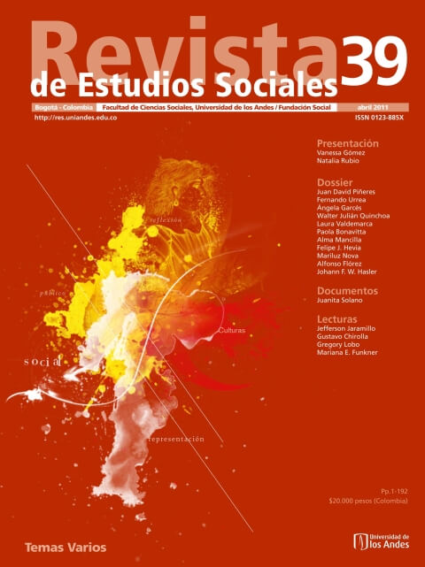 Revista de Estudios Sociales 39 de la Universidad de los Andes