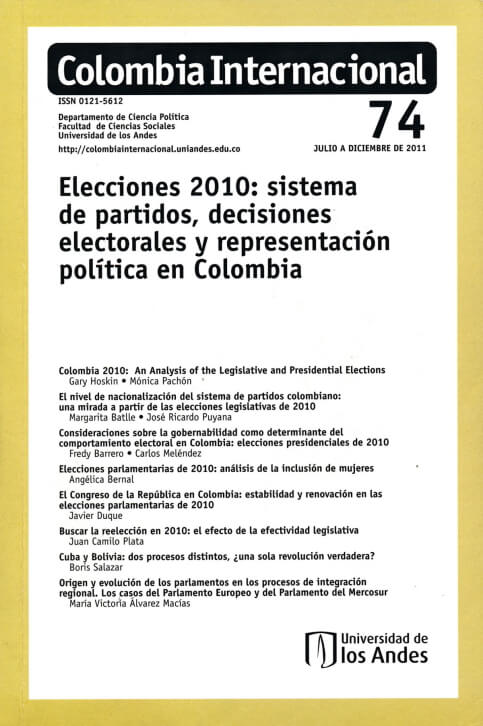 Revista Colombia Internacional 74 de la Universidad de los Andes