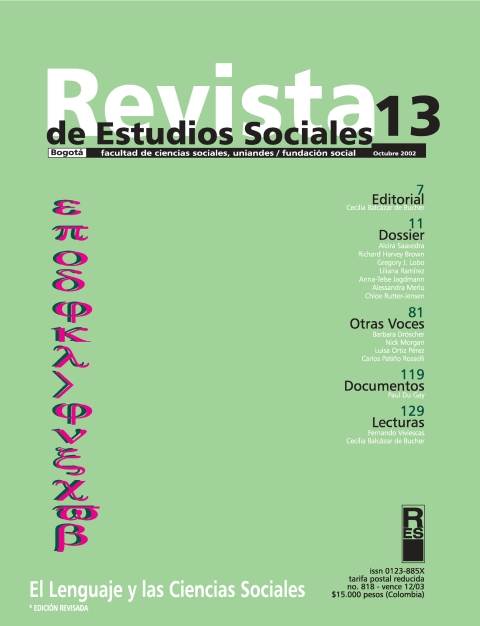 Revista de Estudios Sociales 13 de la Universidad de los Andes