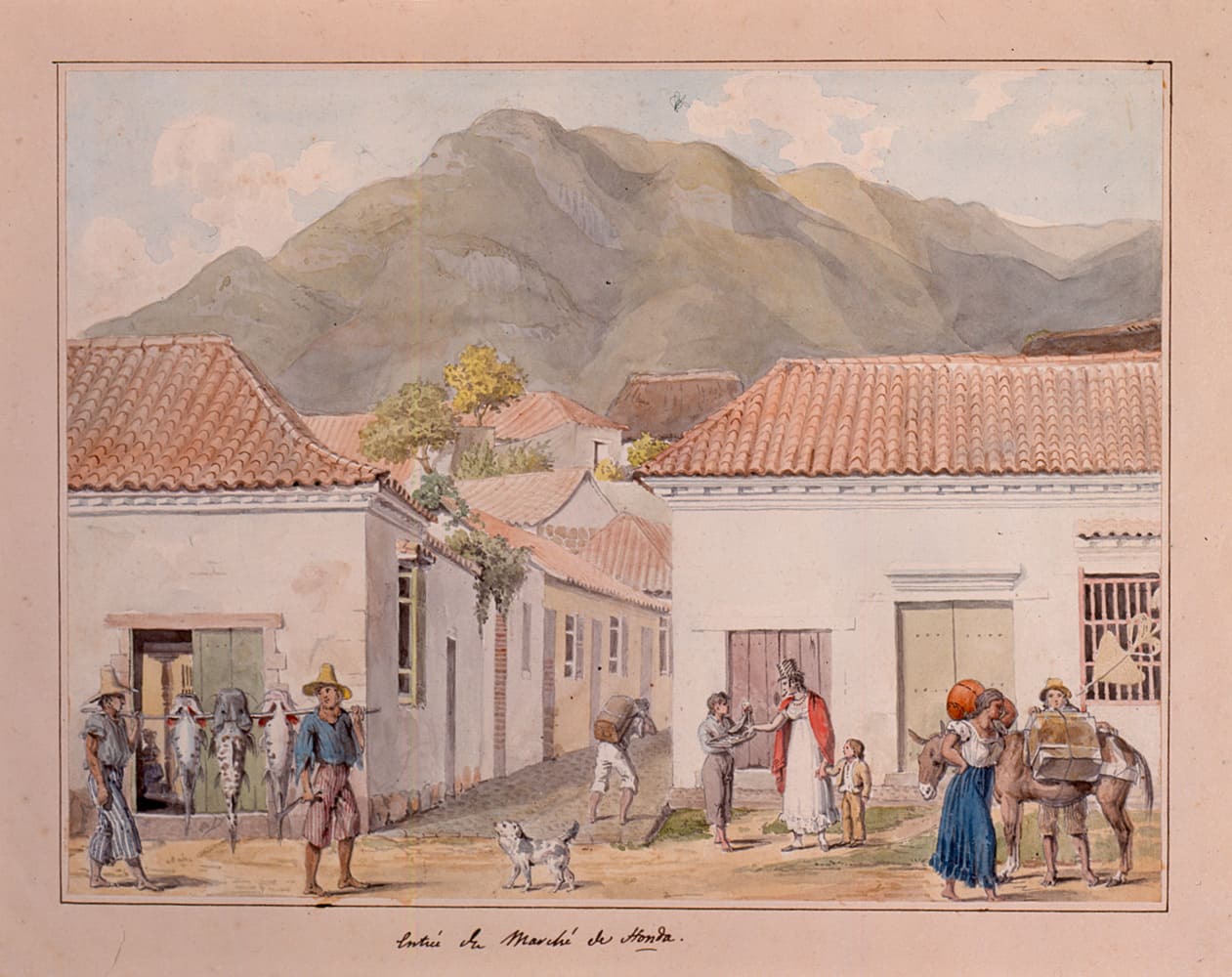 François Désiré Roulin, "Entrée du marché de Honda" (1823).  Cortesía de la Biblioteca Luis Ángel Arango.