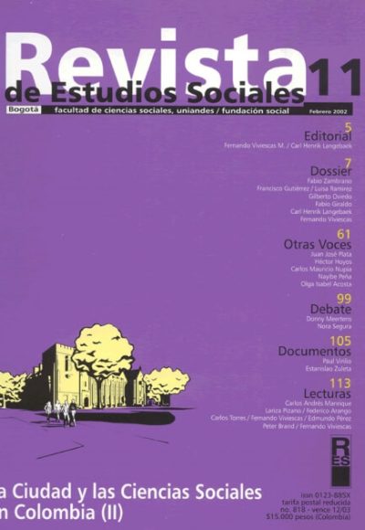 Revista de Estudios Sociales 11 de la Universidad de los Andes