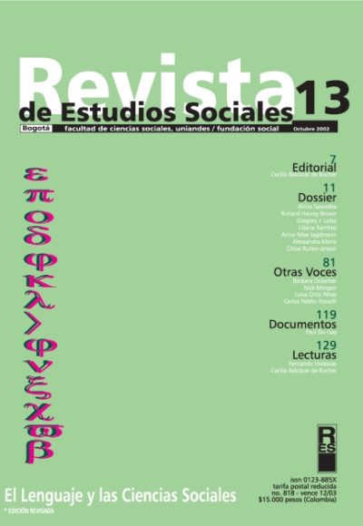 Revista de Estudios Sociales 13 de la Universidad de los Andes