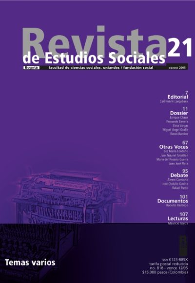 Revista de Estudios Sociales 21 de la Universidad de los Andes