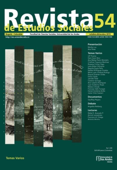 Revista de Estudios Sociales 54 de la Universidad de los Andes